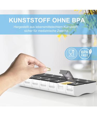 DOHIMGIO 7-Day Pill Box with 14 Removable Compartments Small Morning & Evening Medication Organizer (Black) | International Shipping Available - Buy Online on GoSupps.com