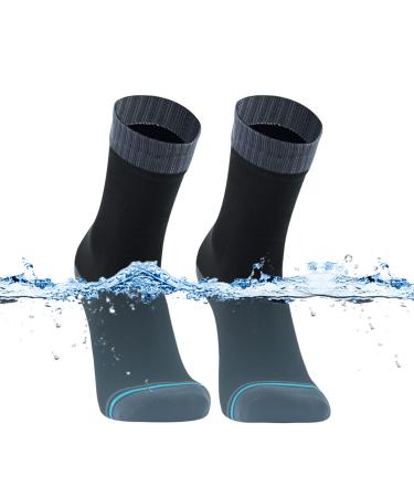 DexShell Essential Waterproof Combed Cotton Inner 3-Layer Laminated Breathable Socks Ultralite for Men and Women Medium Jet Black Grey