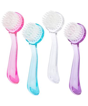 Beomeen Upgraded Soft Bristle Facial Cleansing Brush  4 Colors Face Exfoliating Scrub Brush Face Wash Brush for Gentle Deep Cleansing  Skincare Massage 5.24x1.57x1.5 inches Blue clear pink purple