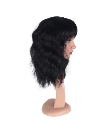 Buy Greenmirr Short Black BOB Wavy Wig with Bangs 14in Heat Resistant Synthetic Hair for Women | International Shipping Available - Buy Online on GoSupps.com