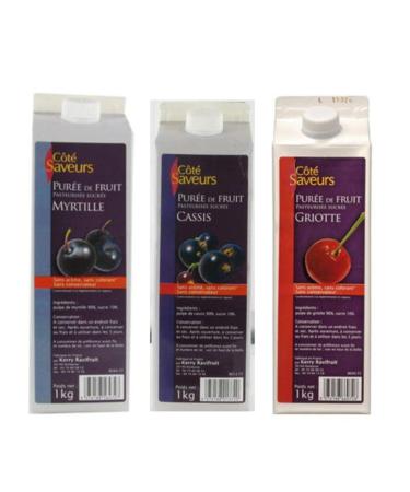 Cote Flavours Purees - 1 Blueberry - 1 blackcurrant - 1 cherry - (3x1kg)