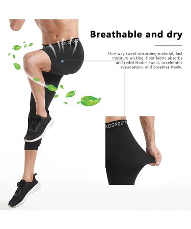 Valcatch Men's 3/4 Compression Legging for Basketball Running | Black+White (Right Short) - Large - Buy Online on GoSupps.com