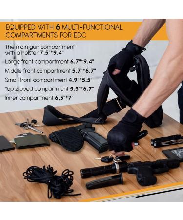 TECEUM Tactical Compact Sling Bag | Concealed Carry Handgun CCW | Black - Buy Online on GoSupps.com
