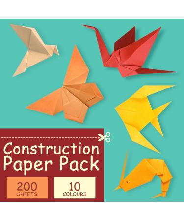3 Otters Construction Paper Pack - 200 Sheets - A4 Size - 10 Assorted Colors - Heavy Duty Color Copy Paper for Crafts & Art - Buy Online on GoSupps.com