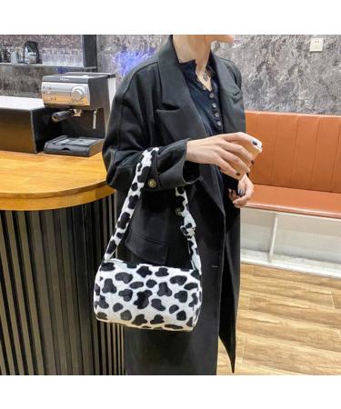 Valiclud Fluffy Cow Armpit Pocket Shoulder Bag for Women | Stylish Synthetic Fur Handbag in Cow-Print - Buy Online on GoSupps.com