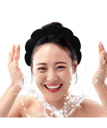 CHENYIYI Spa Headband for Women - Sponge & Terry Cloth Hair Band for Skincare, Makeup Removal & Face Washing - Cute Black Hair Accessory - Buy Online on GoSupps.com