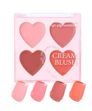 Cream Blush Palette 4 Colors Face Makeup Matte Blush Palette Blendable Cosmetics Makeup for Date Event Holiday Travel and Wedding