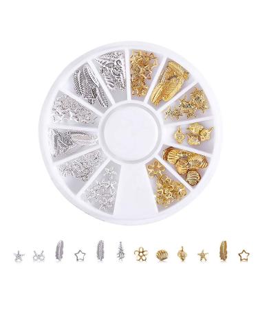 SILPECWEE 3D Metal Nail Art Decoration Set - Rose Gold Silver Nail Studs, Moon Star Charms - 6 Boxes with Tweezers & Picker Pencil - Buy Online on GoSupps.com