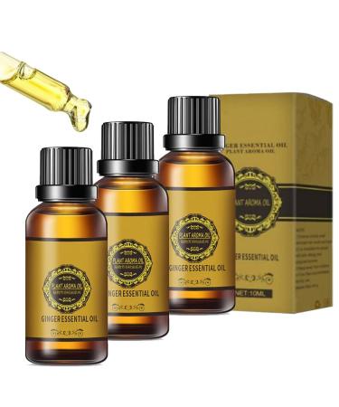 Belly Drainage Ginger Oil, Lymphatic Drainage Ginger Oil, Slimming Tummy Ginger Oil, Ginger Essential Oil for Swelling and Pain Relief, Care for Skin (10ML/Bottle, 3Bottle)