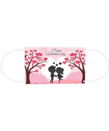 ZQP 50PCS Valentine's Day Disposable Face_Mask for Lover 3 Ply Breathable Safty Earloops Bandanas for Women Men Cute Sweet Heart Shapes Romantic Love Balaclava Valentine's Day - Buy Online on GoSupps.com
