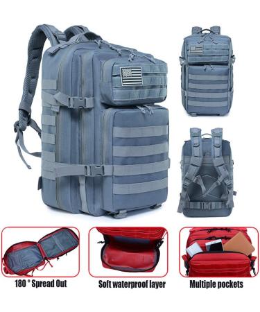 LHI Military Tactical Backpack 45L for Men and Women - Army Assault Pack Rucksack with Molle System in Grey - Buy Online on GoSupps.com