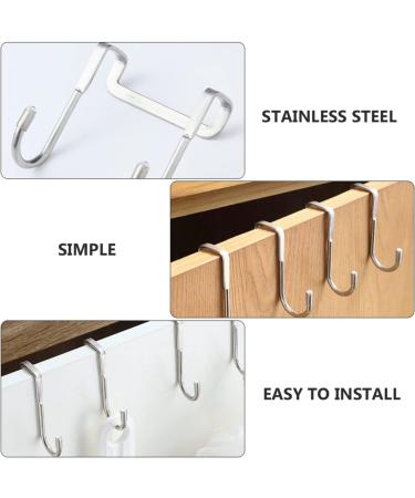 Healeved 6pcs Stainless Steel Hangers Over Door Coat Hooks Hat Hanging Hooks Perforated Door Clothing - Buy Online on GoSupps.com