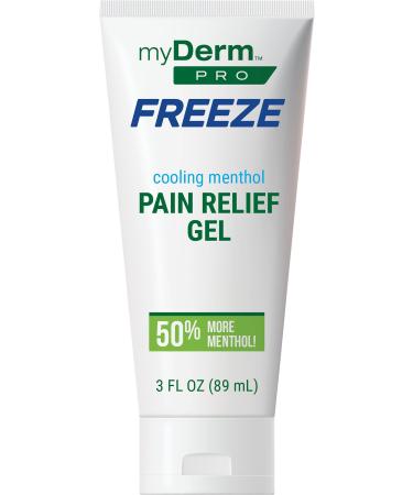 Myderm PRO Freeze Gel 3 oz - Extra Strength 6% Menthol - Topical Support Menthol Rub for Lower Back discomfort Muscle and Joint discomfort- Muscle Rub Cooling Gel - Made in The USA 3 Fl Oz (Pack of 1)