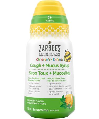 Zarbee's Children's Cough + Mucus Syrup Zinc Honey Elderberry & Baby Soothing Cough Syrup Sore Throat Relief Naturally Sourced Honey Dye-Free Peach & Honey Flavour 59 mL Mucus Syrup + Cough Syrup - Buy Online on GoSupps.com
