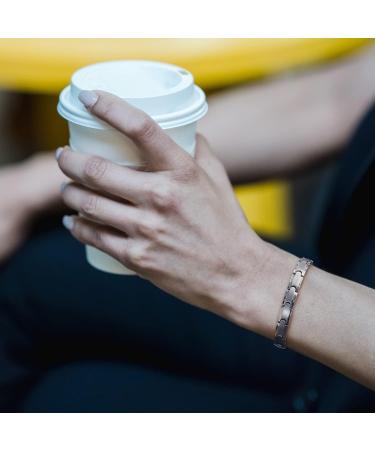 RainSo Strong Therapeutic Magnetic Bracelet for Women - Silver Titanium Magnetic Bracelet for Pain Relief & Wellness - Buy Online on GoSupps.com