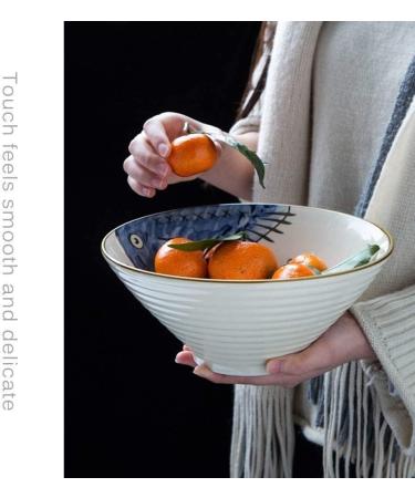 Bowl Creative Japanese Style Bowl Home Breakfast Noodle Bowl Ceramic Soup Bowl Personality Cutlery Pasta Bowl European Kitchen Cutlery Bowl (Color : 23cm) - Buy Online on GoSupps.com