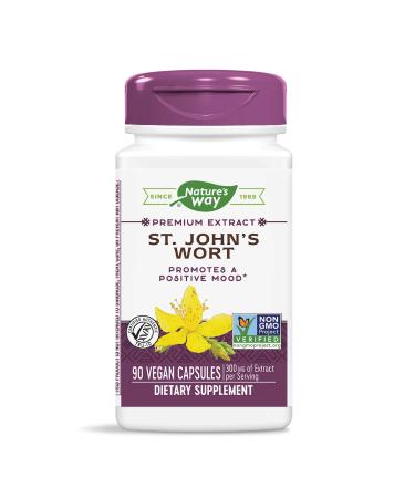 Natures Way St. Johns Wort, Premium Extract, Promotes Positive Outlook, Non-GMO, 90 Capsules - Buy Online on GoSupps.com