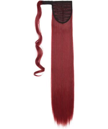 S-noilite Trendy 23 Straight Wrap Around Ponytail Clip in Hair Extension - Maroon Dark Red - 23 Inch - Buy Online on GoSupps.com