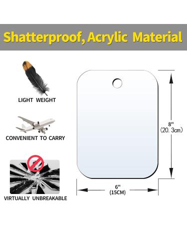 2 Pack Fogless Shower Mirrors for Shaving - Portable, Unbreakable, Anti-Fog, Wall/Camping Hanging - 8x6 Medium Size - Ideal for Travel, Bathroom, Locker - Makeup, Shave - Buy Online on GoSupps.com