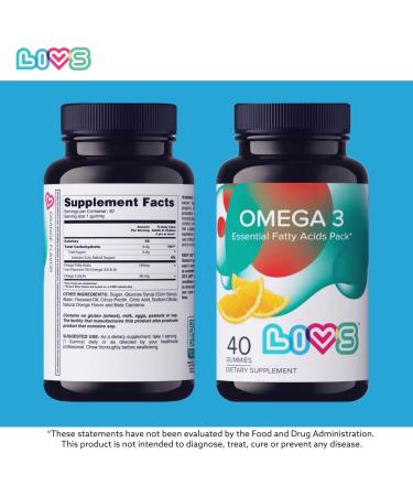 LIVS Omega 3 Gummies for Kids with Flaxseed Oil (Omega 3 6 9) | Brain Health Focus & Eye Support Supplements for Children | Non GMO Gluten Free Gummy Vitamin for Teens Heath | Orange Flavor - 50ct Orange 3 - Kids 50 Cou  - Buy Online on GoSupps.com