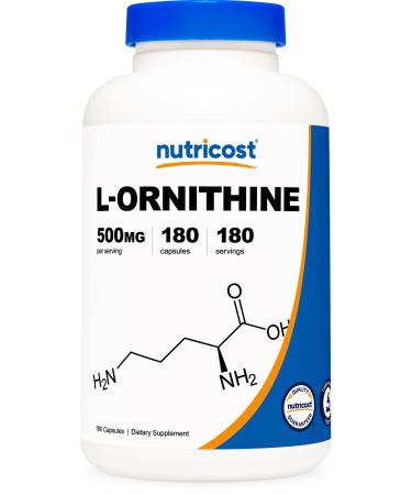 Nutricost L-Ornithine 500mg, 180 Capsules - Non-GMO and Gluten Free 180 Count (Pack of 1) - Buy Online on GoSupps.com