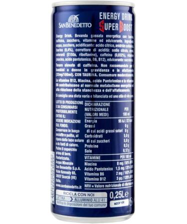  Italian Gourmet E.R. San Benedetto Energy Drink Super Boost 48 Energy Drinks with Taurine Caffeine and B Vitamins Disposable Box 250 ml + Polpa di Pomodoro Italian Gourmet Polpa di Pomodoro 400 g - Buy Online on GoSupps.com