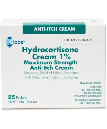 Hydrocortisone 1% Cream - 25 Count Single Packets for Itching, Rash, Bug Bites & More - Buy Online on GoSupps.com