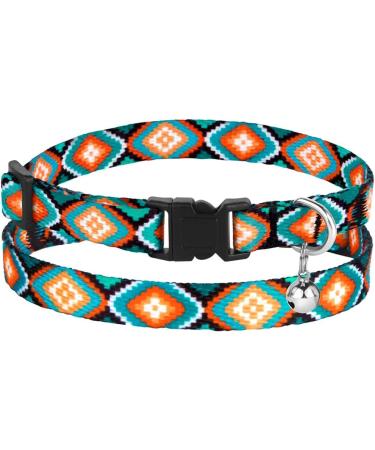 CollarDirect Cat Collar Set - Adjustable Tribal Aztec Pattern with Bell | 2-Piece Safety Collar for Cats & Kittens - Buy Online on GoSupps.com