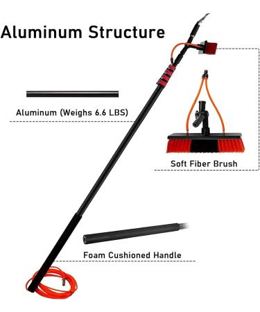 Window Cleaning Brush Equipment Water Fed Telescopic Brush/Brush and Squeegee/Extendable Water Fed Pole Set Scrubbing Brush 55cm Brush Head 8M/27FT - Buy Online on GoSupps.com