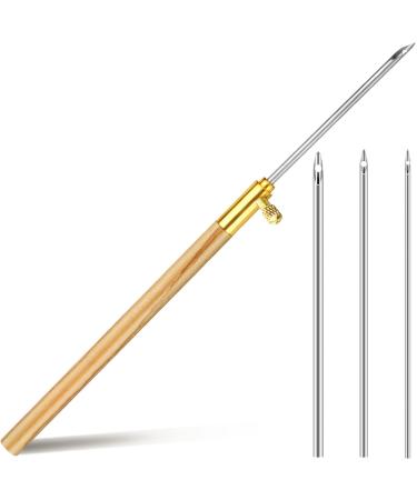 Handle Punch Needle Metal Tube with Wooden Texture Printing on it Handle Embroidery Pens Sewing Embroidery Punch Needle Weaving Tools for Thread and Yarn (2.2 mm  1.6 mm  1.2 mm)