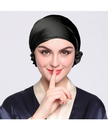 LilySilk Black Silk Sleeping Cap for Women - Stretchy Night Cap for Curly Hair - 100% Real Silk Bonnet Sleep Cap - Buy Online on GoSupps.com