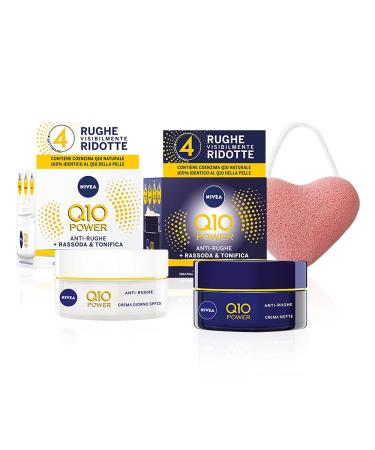 NIVEA NIVEA Q10 Anti-Wrinkle Power Set Skincare with Extra Firming Anti-Wrinkle Day Face Cream 50ml and Extra Regenerating Night Face Cream 50ml NIVEA Soft Moisturizing Cream for Body Face and Hands 25g