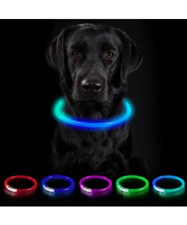 Nepfaivy Luminous Elbe Hund UsB Charging - bright dog collar waterproof with 3 lighting modes more long -adjustable LED collar for large and medium -sized dogs (rainbow)