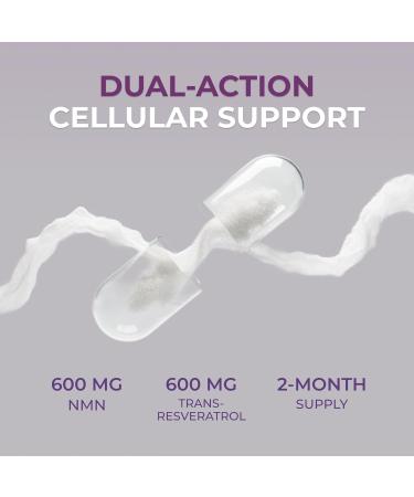 Neurogan NMN + Resveratrol Capsules Cellular Health & Energy Support 1200mg Nicotinamide Mononucleotide and Trans-Resveratrol per Serving 90 Count - Buy Online on GoSupps.com