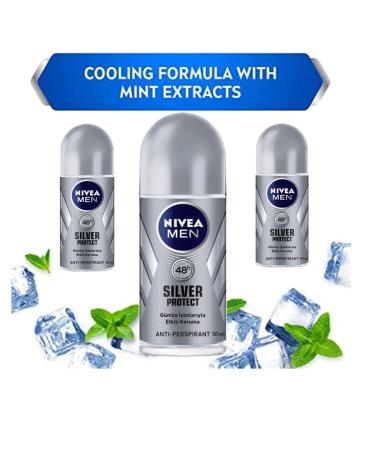 NIVEA SILVER PROTECT ROLL-ON FREE ALCOHOL ANTIPERSPIRANT DEODORANT 48 HOURS PROTECTION REFRESHING CONTENT ALL DAY FINE FRAGNANCE 1.7 OZ (Pack of 3) Silver Protect 3 - Buy Online on GoSupps.com