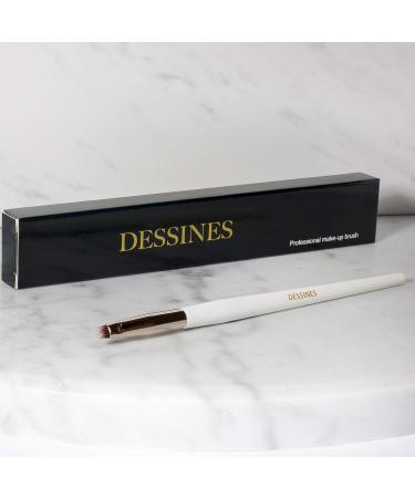 DESSINES Vegan Makeup Brush TU-785 - Professional Eyeliner Brush with Natural Wooden Handle | Cream White | International Shipping - Buy Online on GoSupps.com