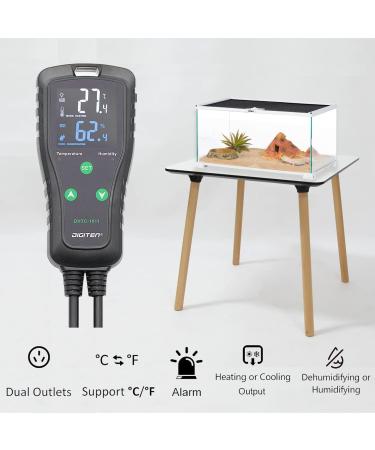 Temperature & Moisture Controller Outlet | Plug-in Thermostat for Reptiles & Greenhouses - Two-Stage Pre-Wired Electronic Black - Buy Online on GoSupps.com