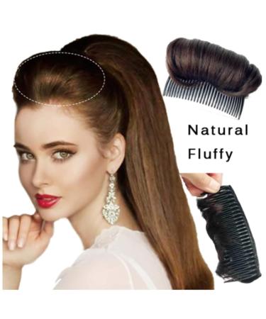 Petsburg Invisible Fluffy Hair Cushion - Fluffy Princess Styling Hair Clip | Light Brown & Black Synthetic Hair Extensions - Buy Online on GoSupps.com