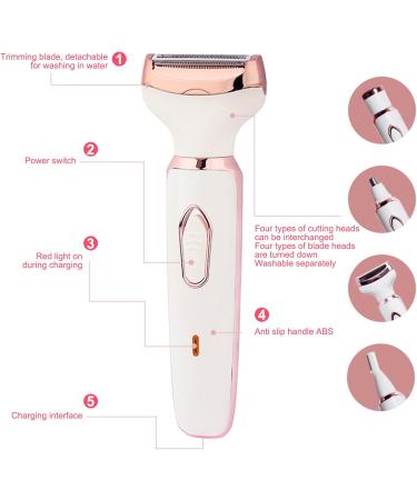 4-in-1 Women's Electric Hair Remover | Rechargeable Body Hair Removal & Grooming Set - Trimmer for Nose Lip Eyebrows & Face - Buy Online on GoSupps.com