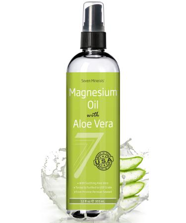 Magnesium Oil with Aloe Vera - Less Itchy - Use as Magnesium Spray Deodorant - Made in USA - Get Healthy Hair & Skin and Sleep Better! | Free eBook Included (Big 12 oz) 12 Fl Oz (Pack of 1)
