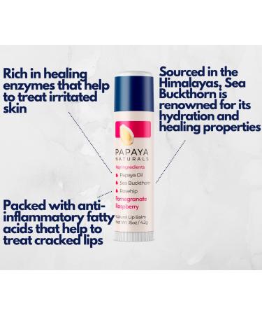 Papaya Naturals Lip Balm 2 Pack with Rosehip, Sea Buckthorn, and Papaya Oil | Pomegranate Raspberry | 100% Natural Lip Care - Buy Online on GoSupps.com