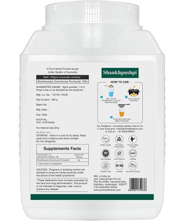 CROW Shankhapushpi Convolvulus Pluricalis Pure Powder - 400 g - Buy Online on GoSupps.com