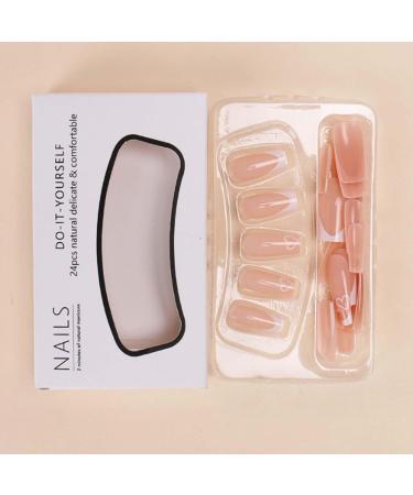 YoYoee Short Nude French Press On Nails - 24PCS Cute Square Full Cover Fake Nails for Women & Girls - International Shipping Available - Buy Online on GoSupps.com