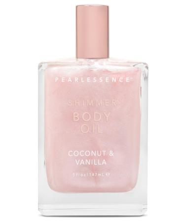 Pearlessence Shimmer Body Oil Coconut & Vanilla | Hydrating Body Oil with Soft Shimmer for a Radiant Glow | Nourishes & Softens Skin | Cruelty-Free | 5 fl oz