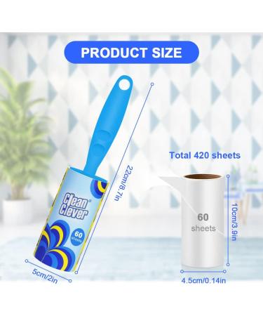 flintronic Lint Hair Roller Pet Hair Remover Super Sticky 360 Sheets Roll Paper 1 Lint Roller and 6 Replacement Heads Collecting Hair from Sweaters Pants Shirts Suits Skirts Carpets #2 360 Sheets (6*60 Sheets) - Buy Online on GoSupps.com