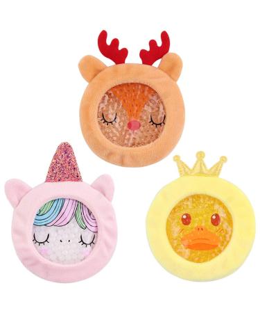 Hilph Ice Pack for Kids Boo Boos, 3 Pack Kids Hot Cold Ice Pack Baby Ice Pack with Soft Sleeve for Children’s Pain Relief, Fever, Wisdom Teeth, Tired Eyes, Headaches Duck&elk&unicorn