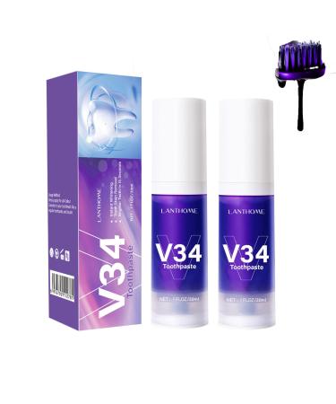 New V34 tooth paste Purple Color Corrector Lianbiquan V34 Brightening ToothPaste V34 purple brightening toothpaste V34 tooth color corrector for sensitive teeth (2PCs)