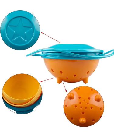 Jzhen Baby Bowl - 360 Gyroscopic Spill-Free Bowl for Toddlers & Babies (Blue & Orange) - Anti-Spill Lid Included Ideal for International Shipping - Buy Online on GoSupps.com