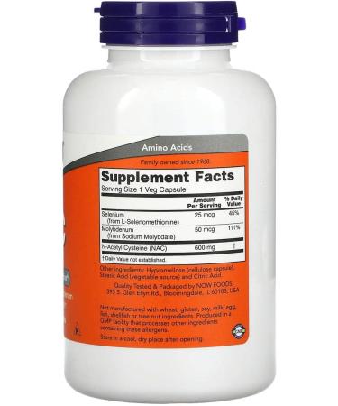 Buy Now Foods NAC 600 mg - 250 Vcaps (2 Pack) | Boost Immune Health & Support Detox - International Shipping Available - Buy Online on GoSupps.com