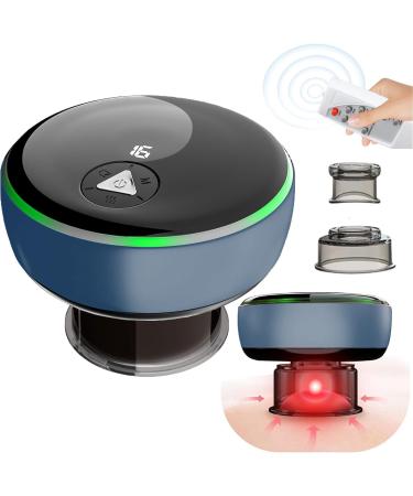 Dyroe cupping electrically infrared intelligent cupping 16 gears 3 modes smart grobper cupping massager with remote control smart cupper guasha pain relief body detoxification blue